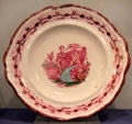 Lusterware cake plate with transfer-print of Queen Victoria probably by Staffordshire at Royal Ontario Museum. Toronto, ON.