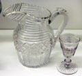 Pressed glass jug & sherry glass from England or Ireland at Royal Ontario Museum. Toronto, ON.