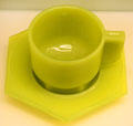 Hexagonal Art Deco cup & saucer by Leerdam of Netherlands at Royal Ontario Museum. Toronto, ON.