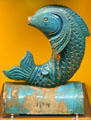 Glazed earthenware decorated roof ridge tile in form of fish at Royal Ontario Museum. Toronto, ON.