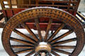 Wheel detail of two-wheel horse cart from Northern China at Royal Ontario Museum. Toronto, ON.