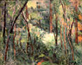 Interior of a forest painting by Paul Cézanne at Art Gallery of Ontario. Toronto, ON.