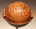 Carved prayer bead with life of Carthusian priest François Du Puy with 7 fallen stars at his feet at Art Gallery of Ontario. Toronto, ON.