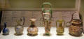 Array of blown glass vessels with thread decoration from Roman Empire at Montreal Museum of Fine Arts. Montreal, QC.