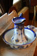 Blue basin & pitcher in guest bedroom in Saskatchewan Government House. Regina, SK.