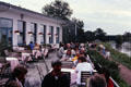 Kornhaus Restaurant on the Elbe outdoor patio. Dessau, Germany.
