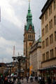 Busy pedestrian promenade in front of Hamburg City Hall. Hamburg, Germany.