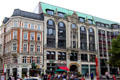 Gänsemarkt buildings with statue of Gotthold Ephraim Lessing German writer by Fritz Schaper. Hamburg, Germany.
