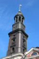 St Michael's Church copper clad spire, cupola & one of four large clock faces. Hamburg, Germany.