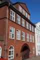 Heritage brick warehouse building in old canal district. Hamburg, Germany.