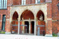 Entrance to St Peter's Church with statues of St Peter & Evangelist St John. Hamburg, Germany.