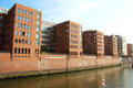 Modern buildings overlooking Elbe River in HafenCity. Hamburg, Germany.