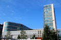 European headquarters with anchor emblem of Kühne & Nagel in HafenCity. Hamburg, Germany.