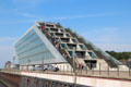 Sightseers climbing to rooftop observation deck at Docklands office building, part of the Altona Cruise Terminal complex. Hamburg, Germany.