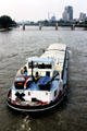 Barge on Main River. Frankfurt am Main, Germany.