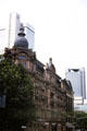 Pre WWI building with skyscrapers of modern city in background. Frankfurt am Main, Germany.