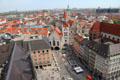 View to east from Neues Rathaus Tower over Old City Hall. Munich, Germany.