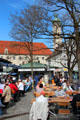 Beer garden at Viktualienmarkt. Munich, Germany.