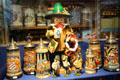 Souvenir beer steins in Hofbrauhaus area shops. Munich, Germany