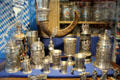 Souvenir pewter vessels in Hofbrauhaus area shops. Munich, Germany.