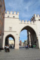 Karlstor gate at end of Neuhauser Straße pedestrian zone. Munich, Germany.