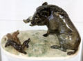 Wild boar with dogs figurine by Helmut Diller for Hutschenreuther at German Hunting & Fishing Museum. Munich, Germany.