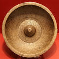 Muslim engraved brass basin from Iran at Five Continents Museum. Munich, Germany.