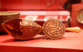 Carved pear wood or boxwood sorbet ladle from Abadeh, Iran at Five Continents Museum. Munich, Germany.