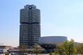 BMW campus including BMW Tower & BMW Museum building. Munich, Germany.