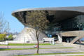 Hourglass shape containing spiral passage at BMW World. Munich, Germany.