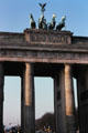 Brandenberg Gate with horses turned toward east by East Germans. Berlin, Germany.