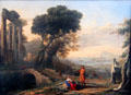 Italian Coastal Landscape in Morning light painting by Claude Lorrain at Berlin Gemaldegalerie. Berlin, Germany.
