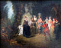 French Comedy painting by Jean Antoine Watteau at Berlin Gemaldegalerie. Berlin, Germany.
