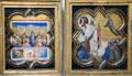 Holy Spirit over Maria plus Francis raises a child paintings by Taddeo Gaddi at Berlin Gemaldegalerie. Berlin, Germany.