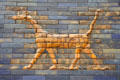 Mythical mushkhushshu dragon detail of Ishtar Gate at Pergamon Museum. Berlin, Germany.