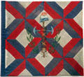 French revolutionary infantry flag from time after king was executed with Jacobine symbols & cap at German Historical Museum. Berlin, Germany.