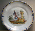 French Revolutionary ceramic plate painted with symbols from time before king was executed at German Historical Museum. Berlin, Germany.