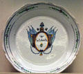 French Revolutionary ceramic plate painted with symbols from post king Jacobine era at German Historical Museum. Berlin, Germany.