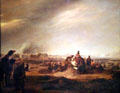 Battle of Dresden on Aug. 26-27, 1813 where outnumbered French defeated Germanic forces who went on to reverse loss three days later painting by Julius Ferdinand Wilhelm Sattler at German Historical Museum. Berlin, Germany.