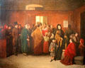 Pawnshop painting by Friedrich Friedländer of Vienna probably shows widow of Austro-Prussian War selling sword of fallen husband at German Historical Museum. Berlin, Germany.
