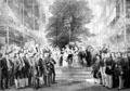 Opening of London World's Fair by Queen Victoria in 1851 etching by Samuel Bellin of London at German Historical Museum. Berlin, Germany.