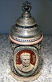 Beer rnug with portrait of August Bebel cofounder of Social Democratic Party of Germany at German Historical Museum. Berlin, Germany.