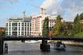 Modern buildings located at Weidendammer Brücke of Spree River. Berlin, Germany.