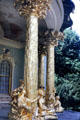 Chinese House gilded columns by Swiss sculptor Johann Melchior Kambly support entrance at Sanssouci Park. Potsdam, Germany.