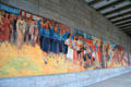 Building the Republic socialist mural by Max Lingner at Detlev Rohwedder. Berlin, Germany.