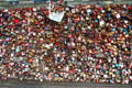 Love locks crammed together on Hohenzollern Bridge. Köln, Germany.