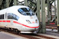 DB Intercity Express Train on Hohenzollern Bridge. Köln, Germany.