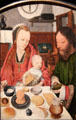 The Holy Family at Table painting with symbols of the life of Christ by Jacob Jansz at Wallraf-Richartz Museum. Köln, Germany.
