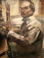 Self Portrait in White Smock painting by Lovis Corinth at Wallraf-Richartz Museum. Köln, Germany.