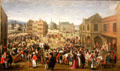 Market Scene with Aachen Buildings by Henrick van Steenwijck the Elder at New Aachen City Museum. Aachen, Germany.